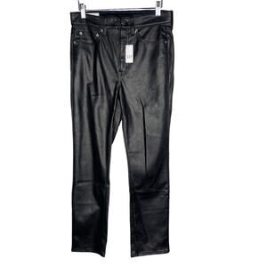New Gap Womens 28 / 6 R Black Vintage Slim High Rise Faux Leather Pants Vegan